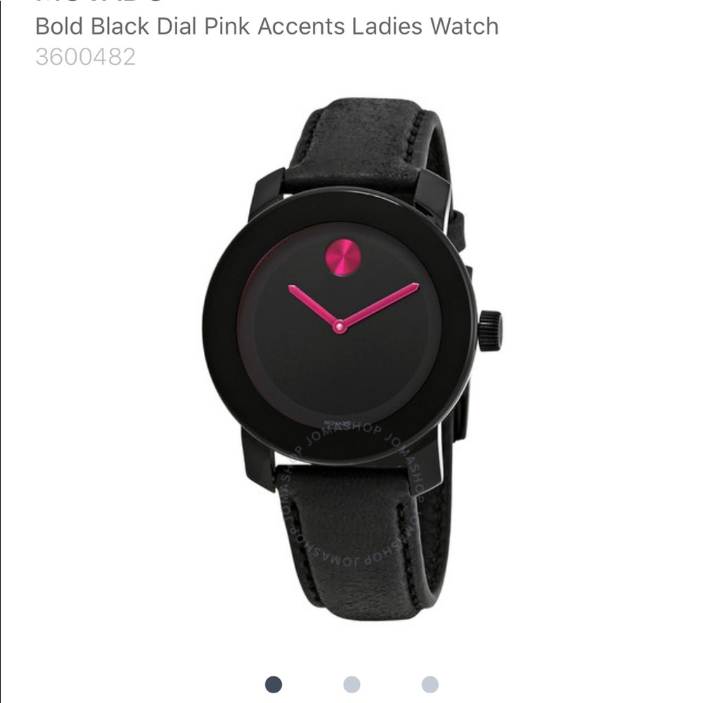 Movado Bold Black Dial Pink Watch